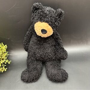 Jellycat Furry Black Plush Bear with Tan Nose